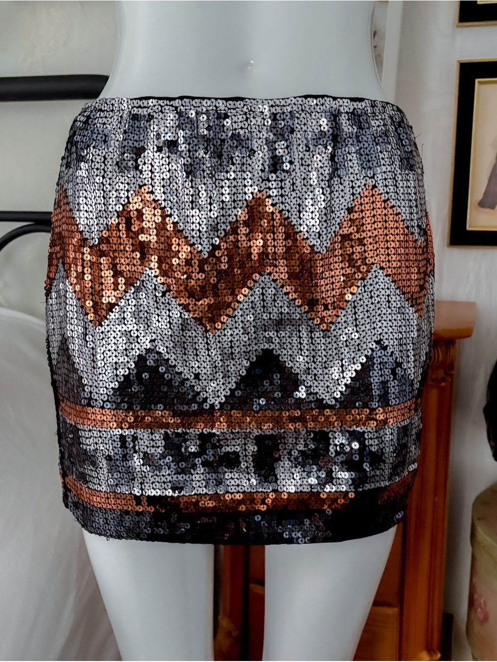 Y2K glam sequin multicolor mini skirt